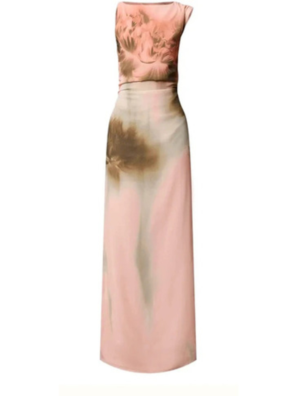 NWT-Sz 10 PrettyLittleThing Printed Floral Chiffon Ruched Sleeveless Maxi Dress - Picture 3 of 7
